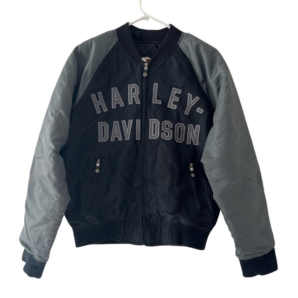 Harley Davidson Black Nylon 100 Year Anniversary 2003 Bomber Jacket Small LN